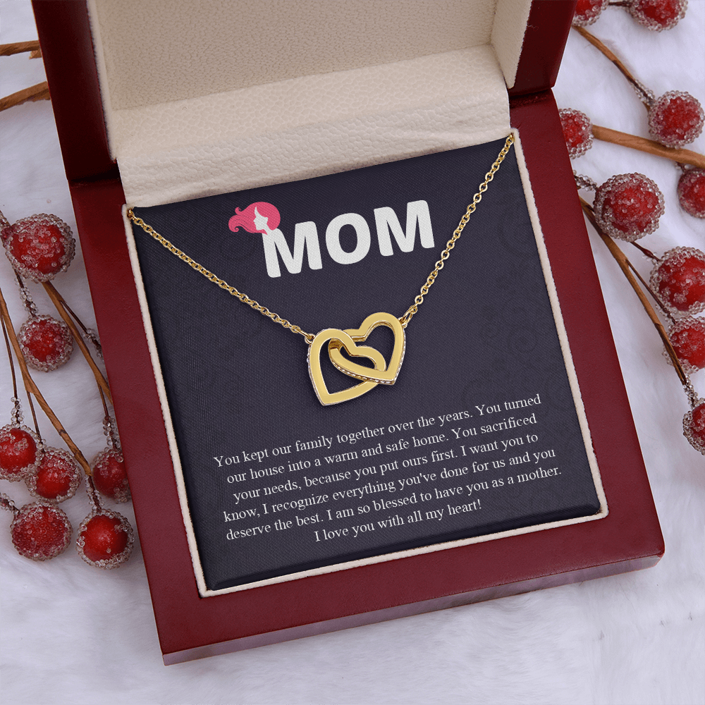 Mom Interlocking Hearts Necklace, Mothers Day Gift for Mom, Thoughtful Present from Son, Mom Necklace From daughter