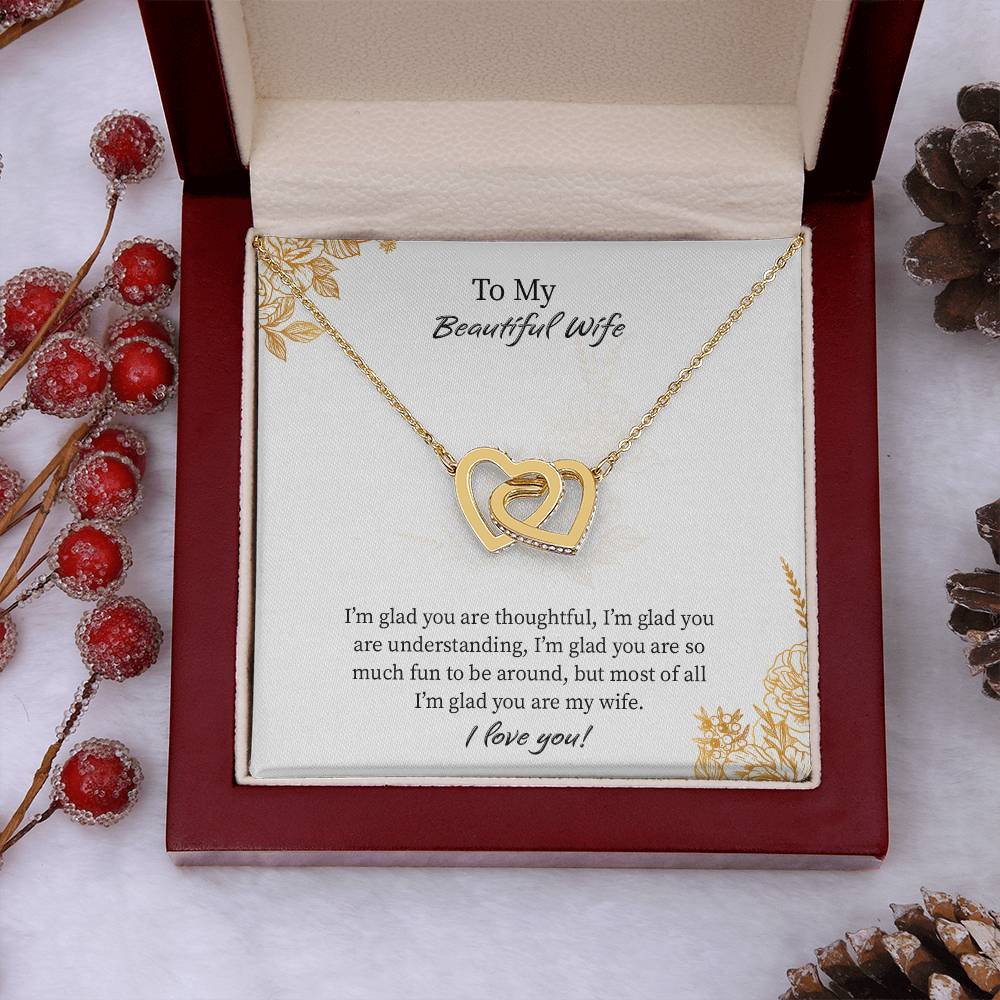 Interlocking Hearts Necklace For Wife, Necklace Gift From Husband, Romantic Anniversary Gift For Wife, Wife Birthday Gift