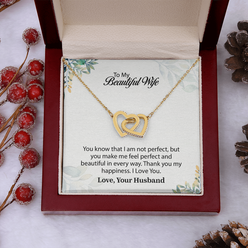 My Beautiful Wife Interlocking Hearts Necklace, Necklace for Wife, Anniversary Gift For Wife, Wife Birthday Gift