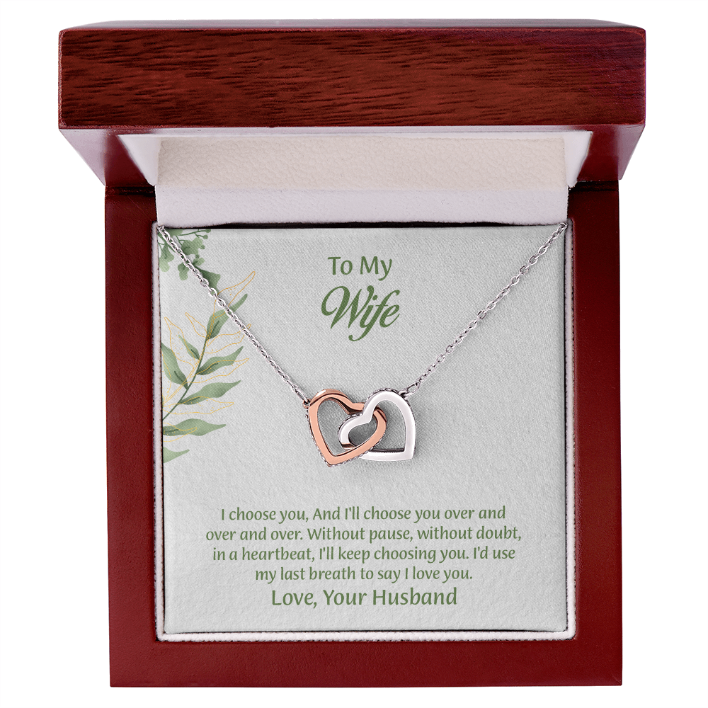 To My Wife Interlocking Hearts Necklace, Wife Jewelry, Anniversary Gift for Wife, Wife Birthday Gift, Necklace for Wife