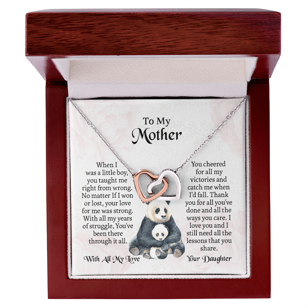 To My Mother Interlocking Hearts Necklace, Mothers Day Necklace For Mom, Mom Birthday Gift From Daughter, Message Card Jewelry For Mom