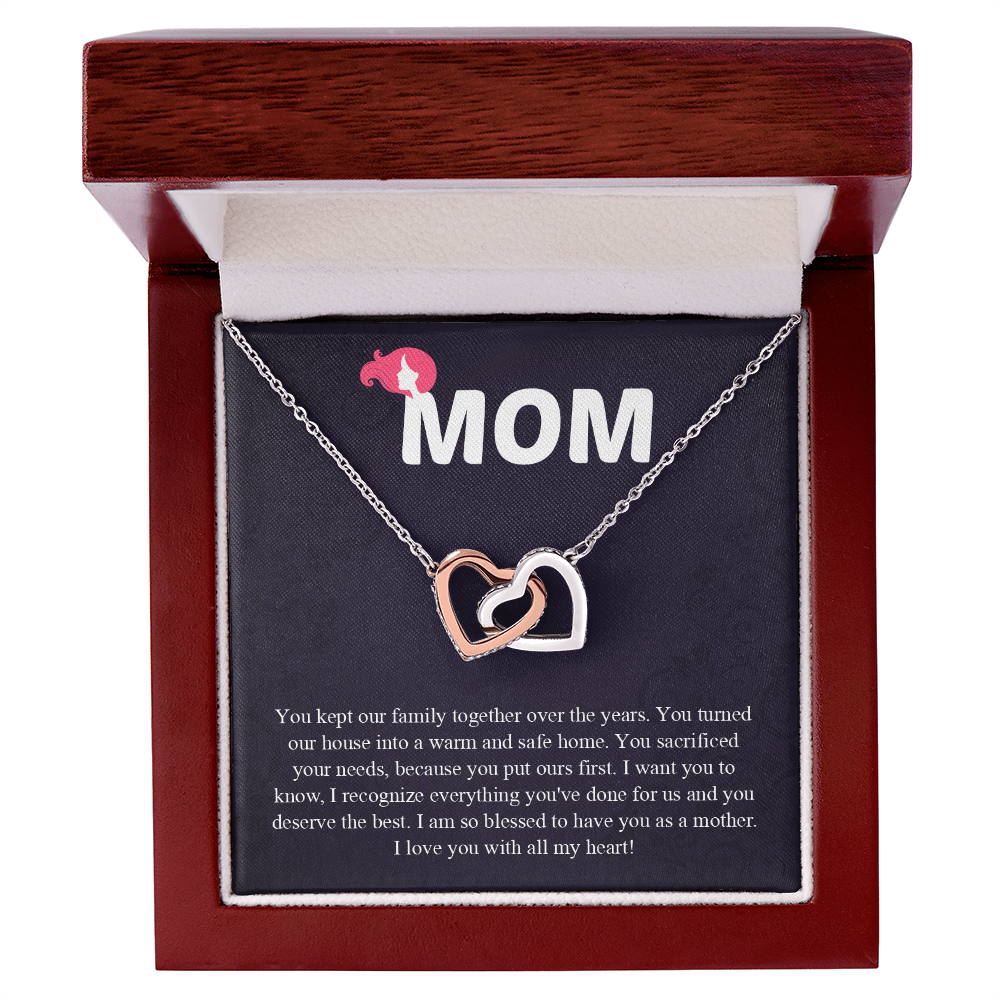 Mom Interlocking Hearts Necklace, Mothers Day Gift for Mom, Thoughtful Present from Son, Mom Necklace From daughter