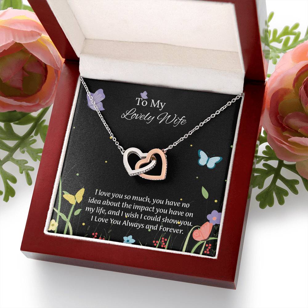 To My Lovely Wife Interlocking Hearts Necklace, Romantic Anniversary Gift For Wife, Wife Birthday Gift, Necklace For Wife