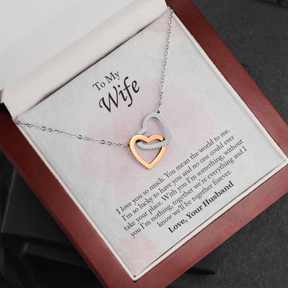 To My Wife Interlocking Hearts Necklace, Wife Jewelry, Romantic Anniversary Gift For Wife, Wife Birthday Gift, Necklace For Wife