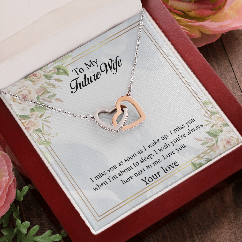 Interlocking Hearts Necklace To My Future Wife, Rehearsal Dinner Gift, Sentimental Gift For Bride From Groom, Birthday Gifts For Fiancée