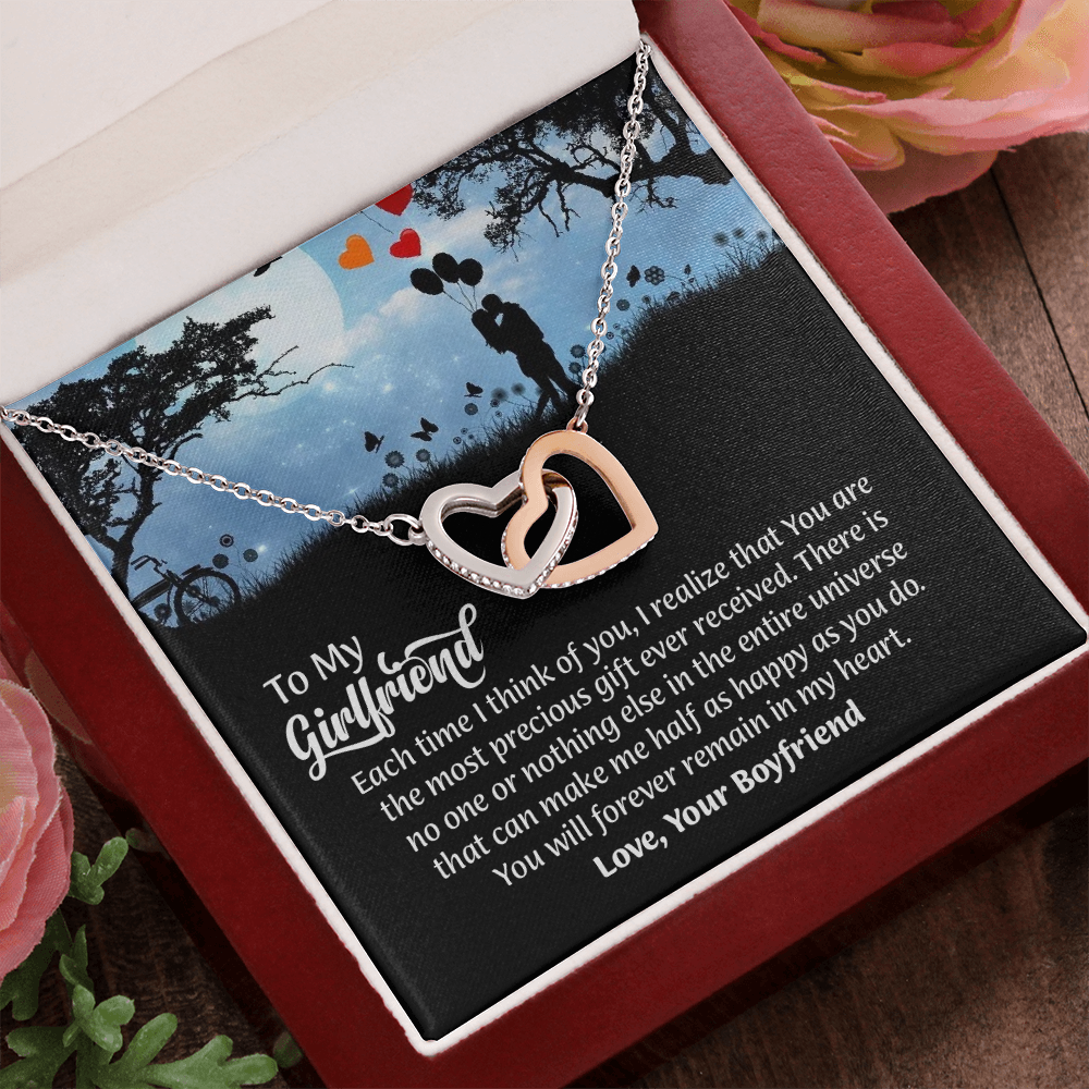 To My Girlfriend interlocking hearts  Necklace, Gift for Girlfriend, Anniversary Gift for Girlfriend, Girlfriend Birthday Gift