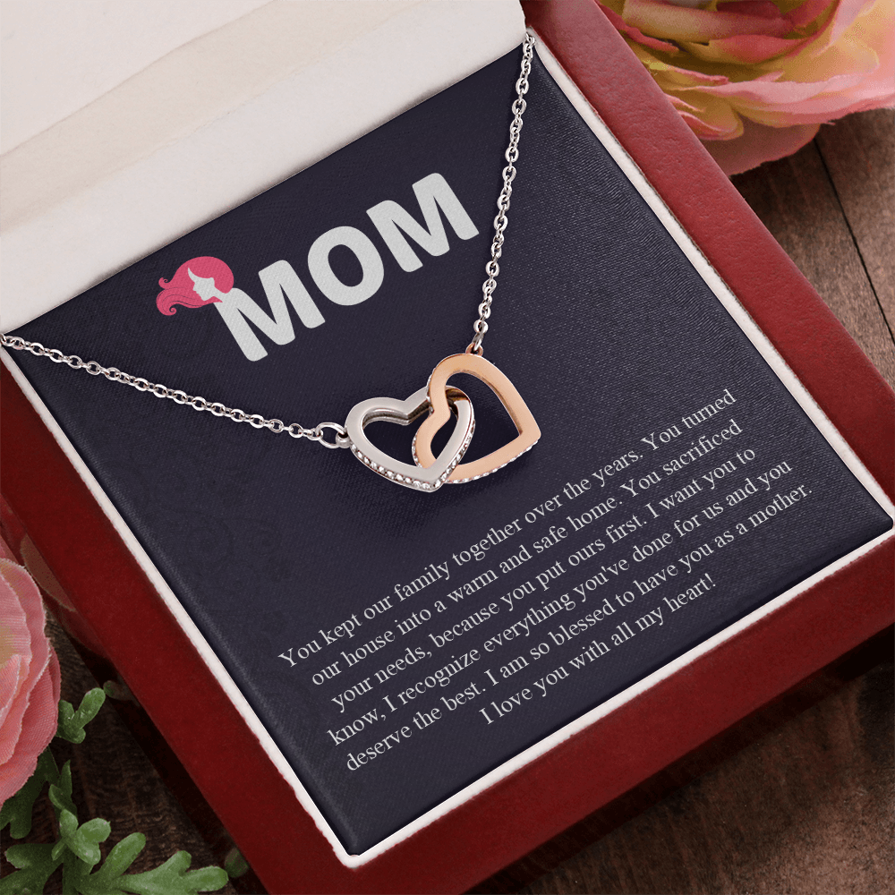 Mom Interlocking Hearts Necklace, Mothers Day Gift for Mom, Thoughtful Present from Son, Mom Necklace From daughter