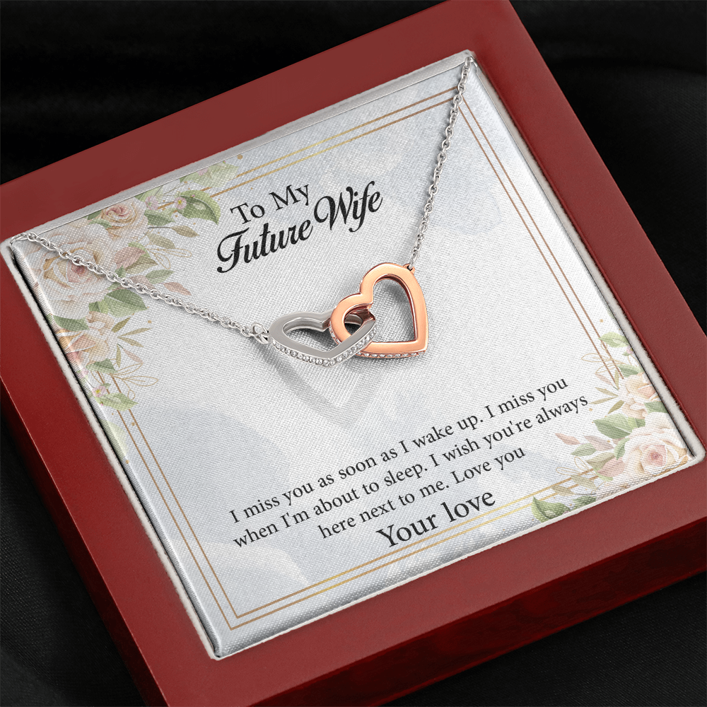 Interlocking Hearts Necklace To My Future Wife, Rehearsal Dinner Gift, Sentimental Gift For Bride From Groom, Birthday Gifts For Fiancée