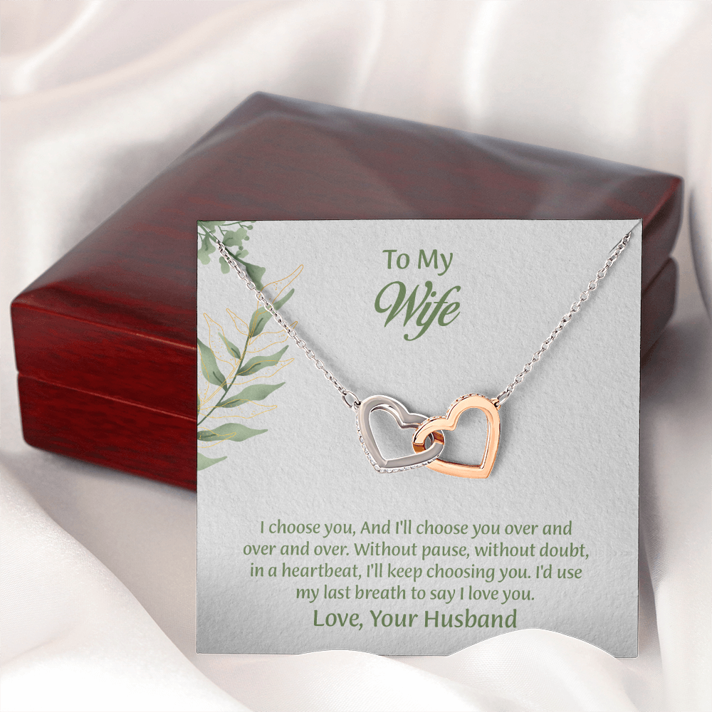 To My Wife Interlocking Hearts Necklace, Wife Jewelry, Anniversary Gift for Wife, Wife Birthday Gift, Necklace for Wife