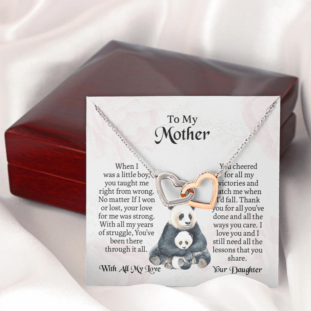To My Mother Interlocking Hearts Necklace, Mothers Day Necklace For Mom, Mom Birthday Gift From Daughter, Message Card Jewelry For Mom
