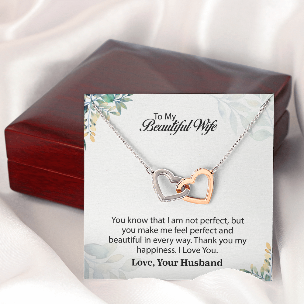 My Beautiful Wife Interlocking Hearts Necklace, Necklace for Wife, Anniversary Gift For Wife, Wife Birthday Gift