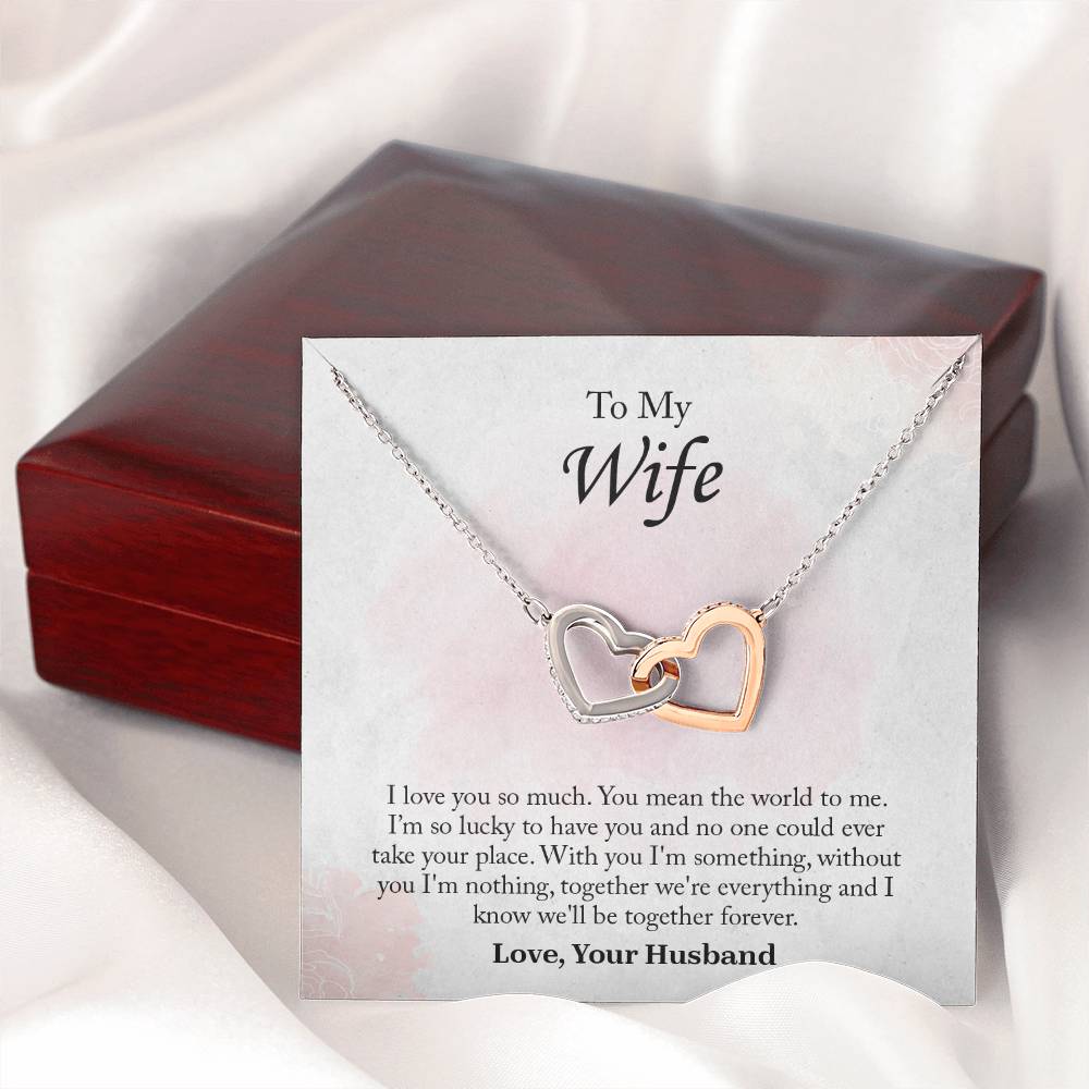 To My Wife Interlocking Hearts Necklace, Wife Jewelry, Romantic Anniversary Gift For Wife, Wife Birthday Gift, Necklace For Wife