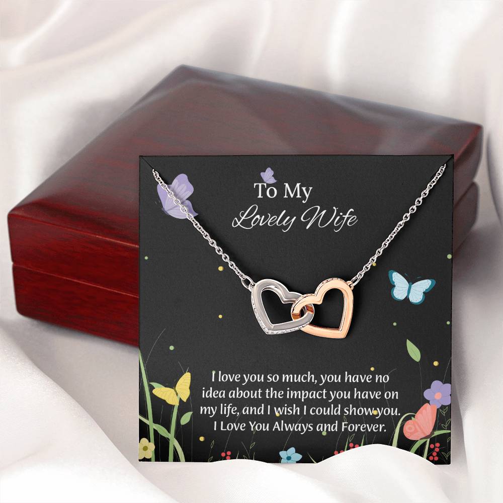 To My Lovely Wife Interlocking Hearts Necklace, Romantic Anniversary Gift For Wife, Wife Birthday Gift, Necklace For Wife