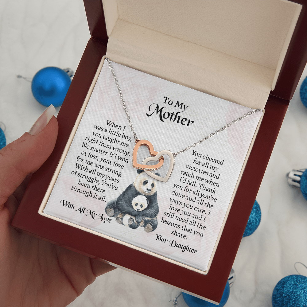 To My Mother Interlocking Hearts Necklace, Mothers Day Necklace For Mom, Mom Birthday Gift From Daughter, Message Card Jewelry For Mom