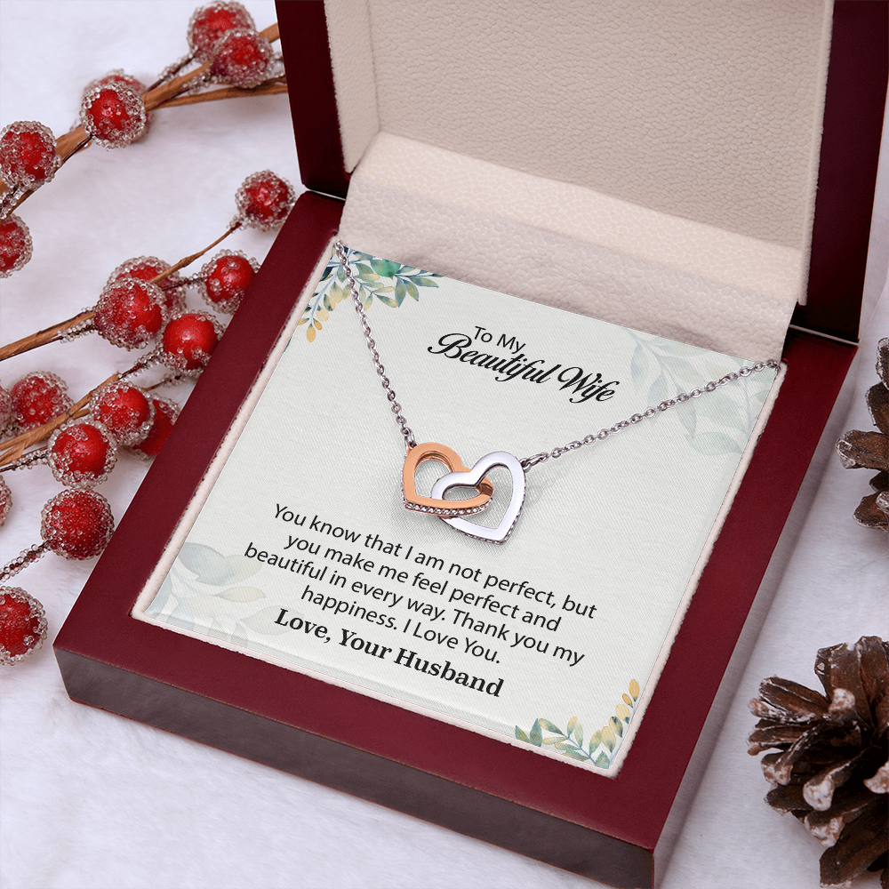 My Beautiful Wife Interlocking Hearts Necklace, Necklace for Wife, Anniversary Gift For Wife, Wife Birthday Gift