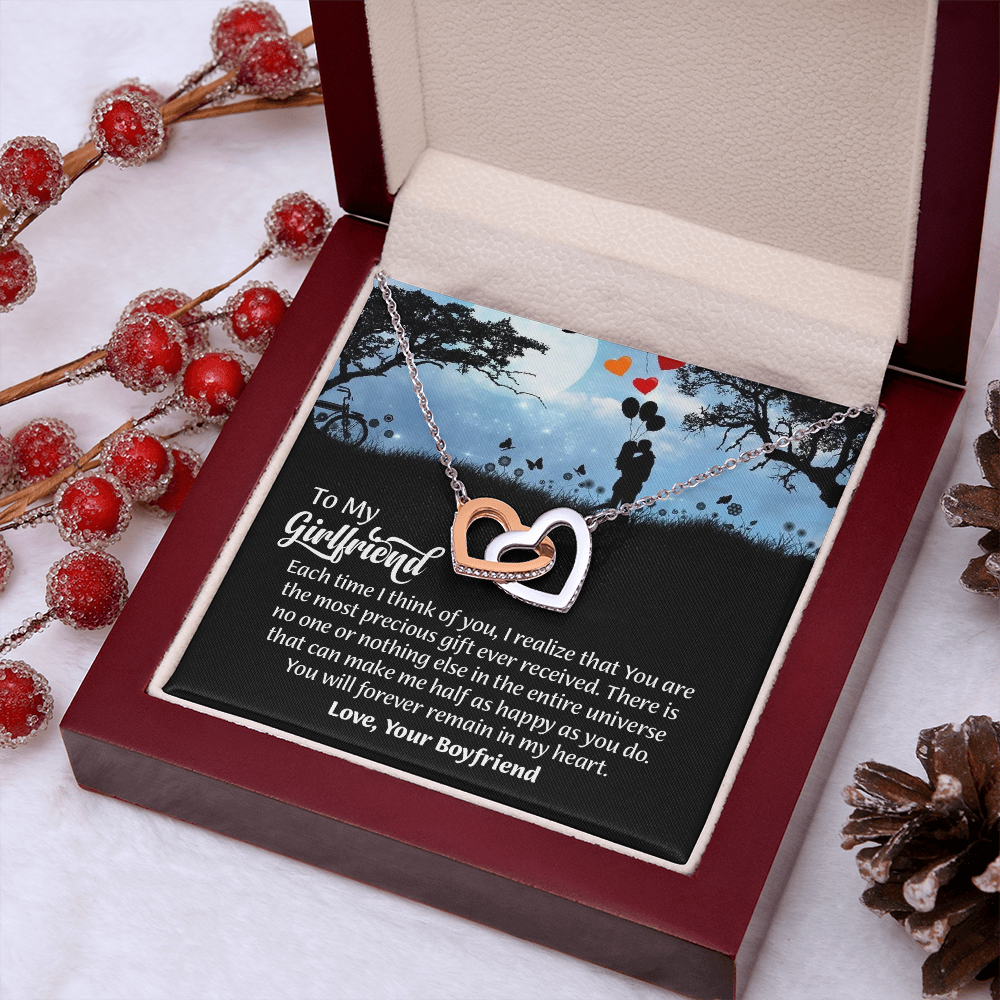 To My Girlfriend interlocking hearts  Necklace, Gift for Girlfriend, Anniversary Gift for Girlfriend, Girlfriend Birthday Gift