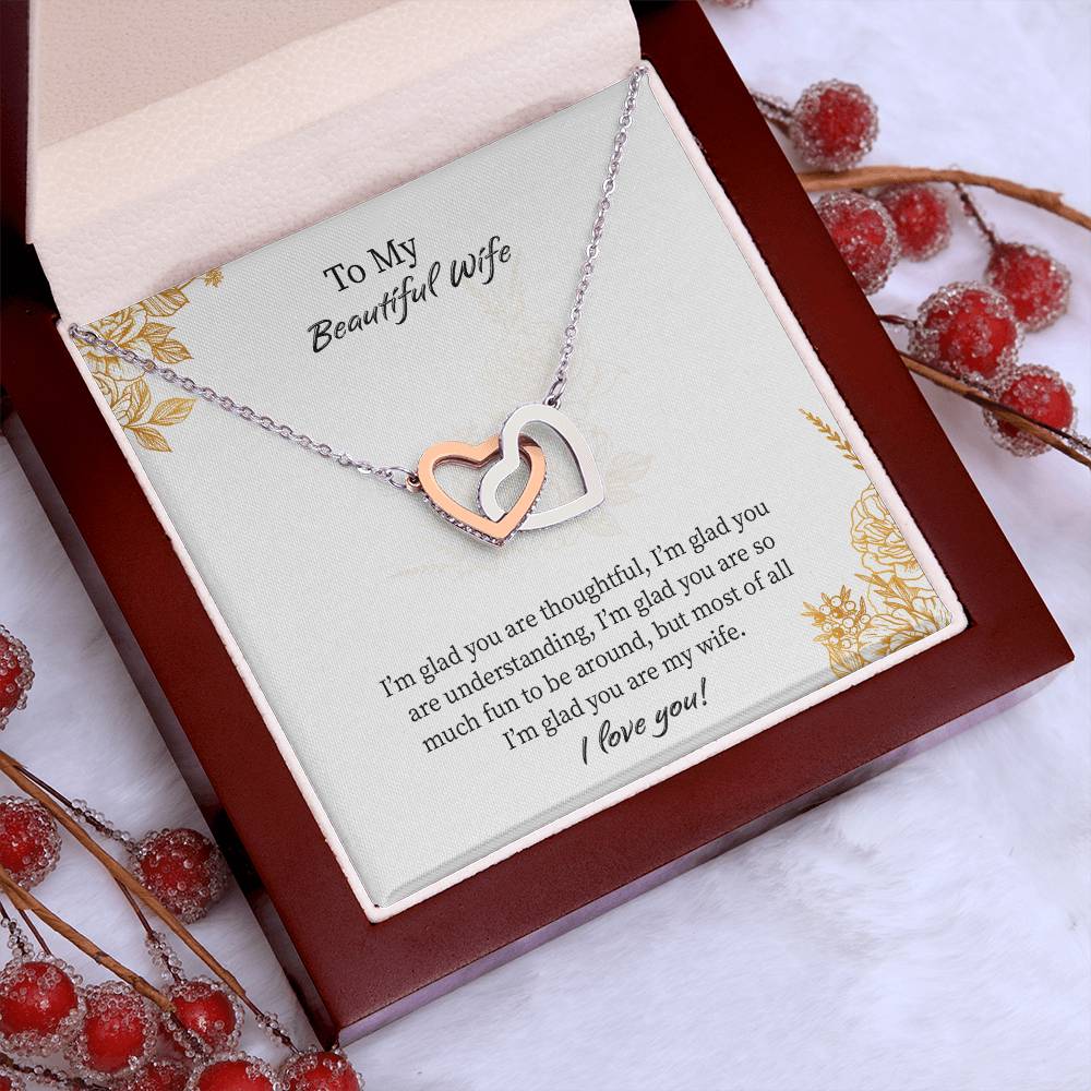 Interlocking Hearts Necklace For Wife, Necklace Gift From Husband, Romantic Anniversary Gift For Wife, Wife Birthday Gift