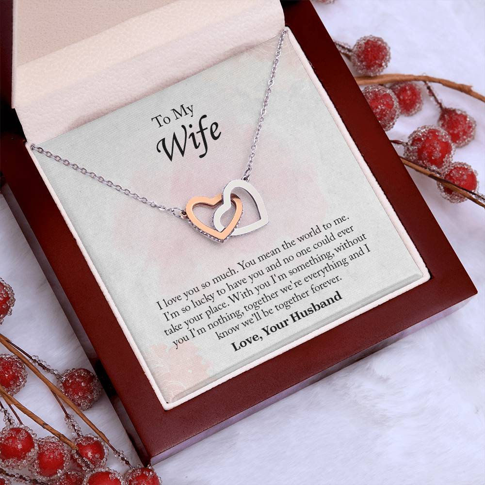 To My Wife Interlocking Hearts Necklace, Wife Jewelry, Romantic Anniversary Gift For Wife, Wife Birthday Gift, Necklace For Wife