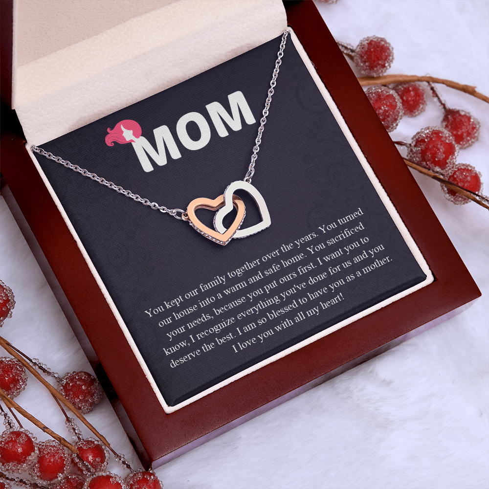 Mom Interlocking Hearts Necklace, Mothers Day Gift for Mom, Thoughtful Present from Son, Mom Necklace From daughter
