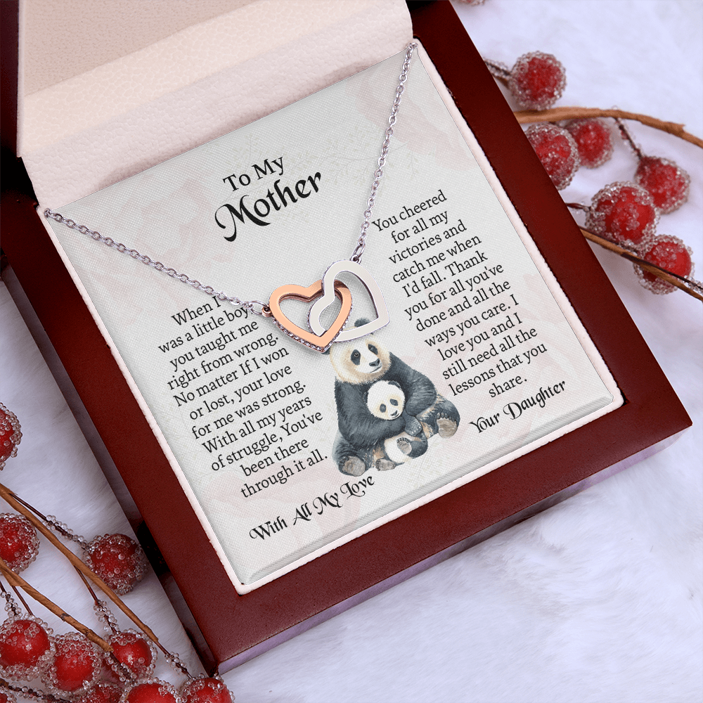 To My Mother Interlocking Hearts Necklace, Mothers Day Necklace For Mom, Mom Birthday Gift From Daughter, Message Card Jewelry For Mom