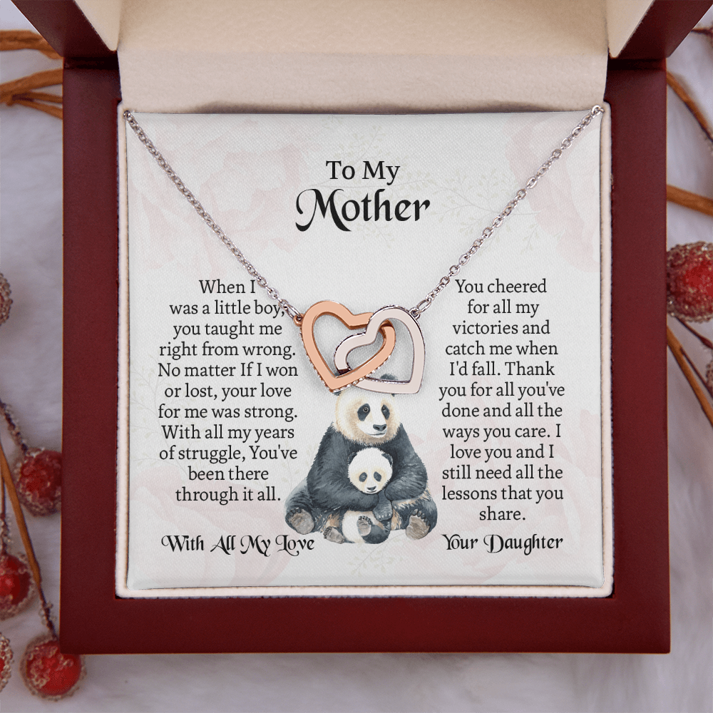 To My Mother Interlocking Hearts Necklace, Mothers Day Necklace For Mom, Mom Birthday Gift From Daughter, Message Card Jewelry For Mom