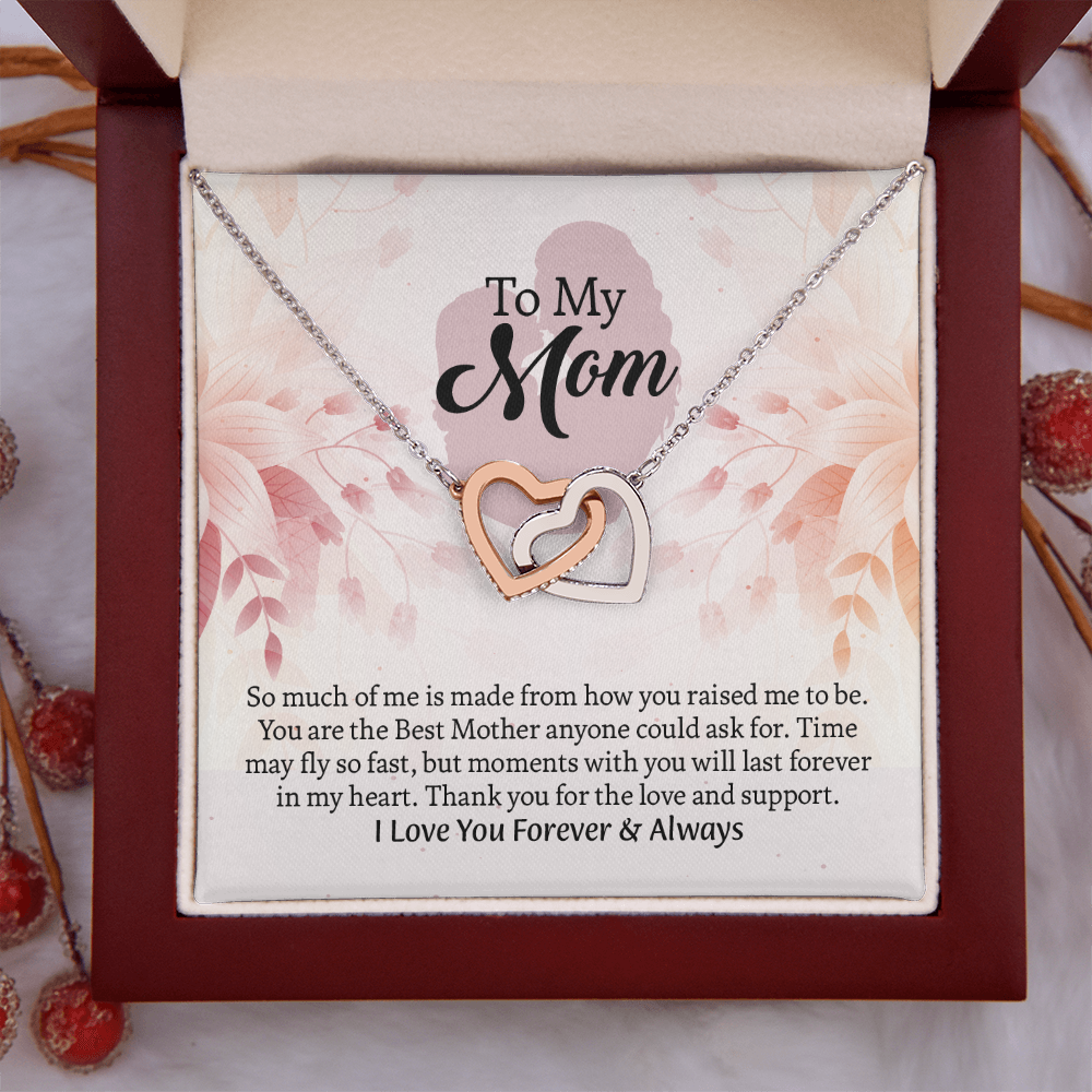 To My Mom Interlocking Hearts Necklace, Mothers Day Gift for Mom, Thoughtful Present from Son, Mom Necklace From daughter