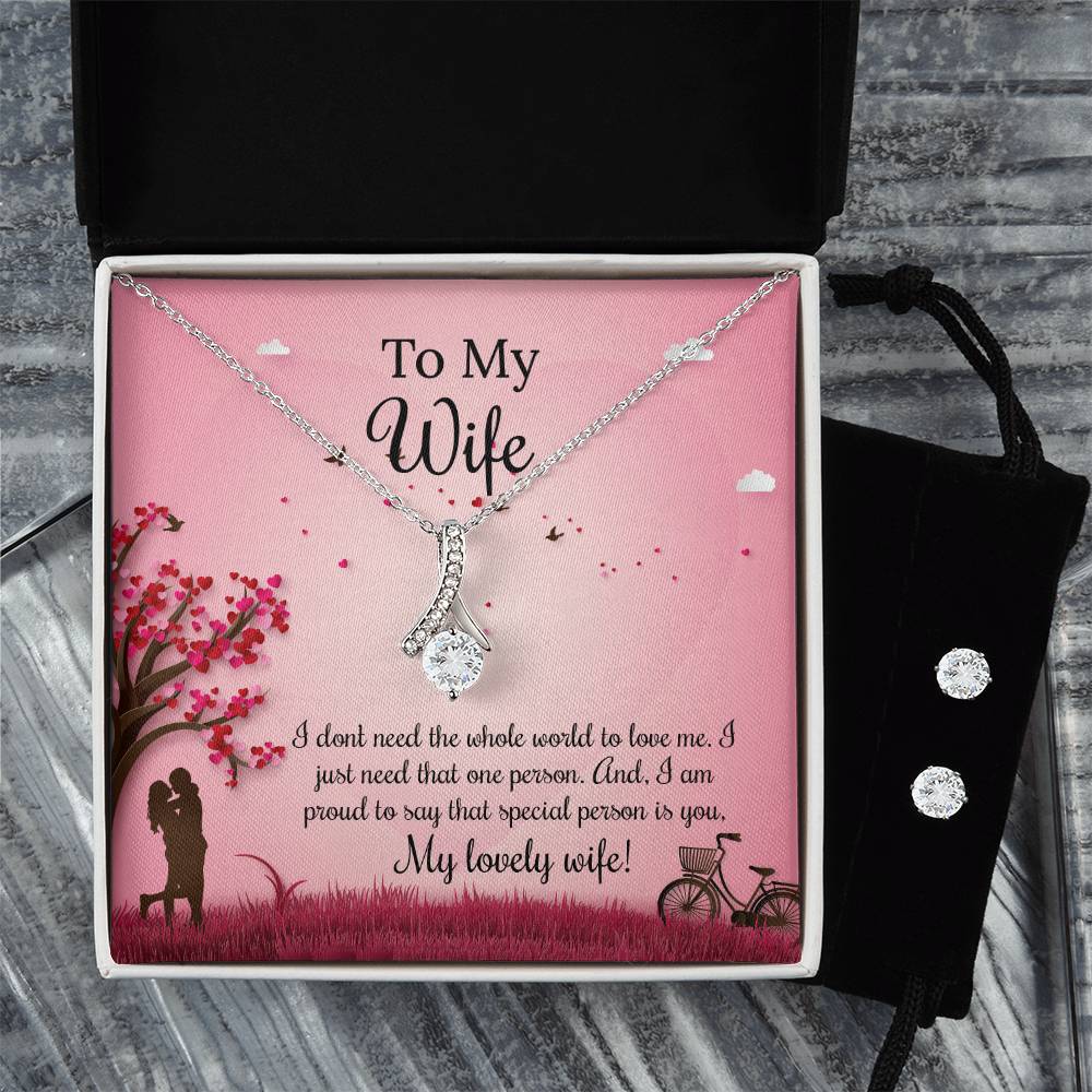 To My Wife Alluring Beauty Necklace & Earring Set, Anniversary Gift for Wife, Wife Birthday Gift, Necklace for Wife