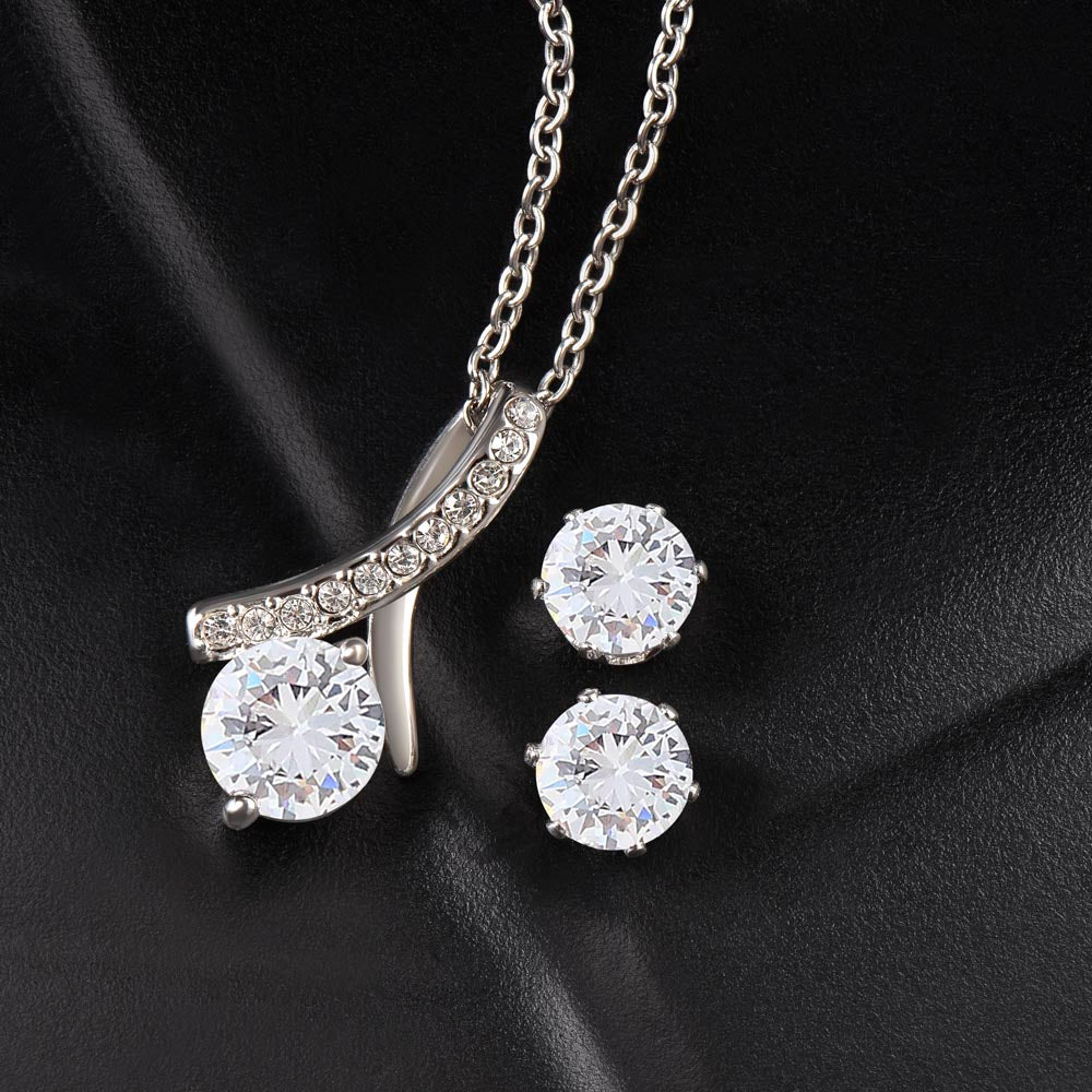 To My Beautiful Wife Alluring Beauty necklace & Earring Set, Anniversary Gift for Wife, Wife Birthday Gift, Necklace for Wife