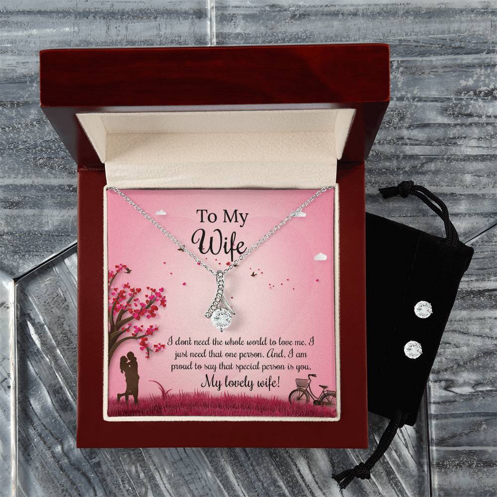 To My Wife Alluring Beauty Necklace & Earring Set, Anniversary Gift for Wife, Wife Birthday Gift, Necklace for Wife