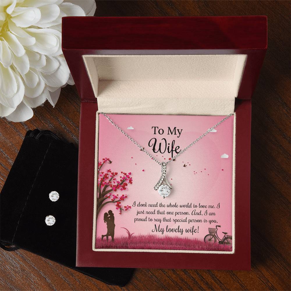 To My Wife Alluring Beauty Necklace & Earring Set, Anniversary Gift for Wife, Wife Birthday Gift, Necklace for Wife