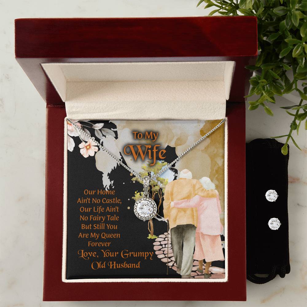 To My Wife Eternal Hope Necklace & Earring Set, Romantic Anniversary Gift For Wife, Wife Birthday Gift, Necklace For Wife