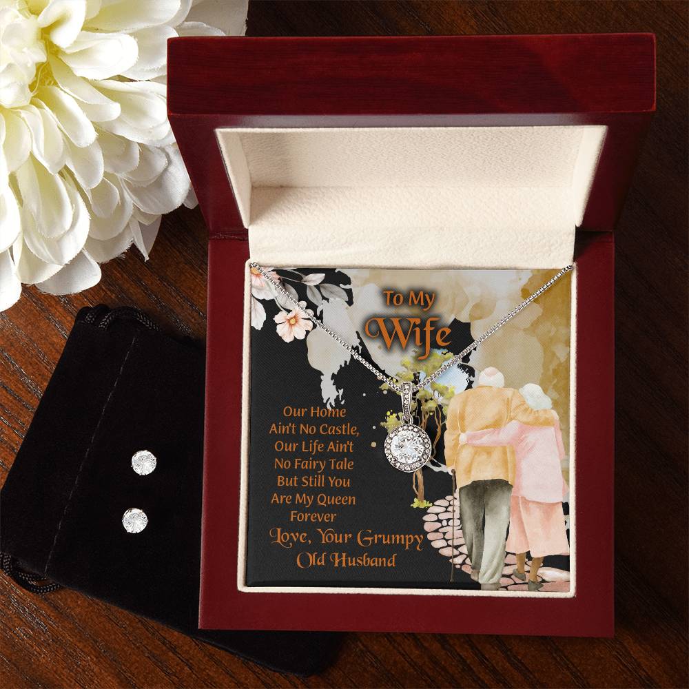To My Wife Eternal Hope Necklace & Earring Set, Romantic Anniversary Gift For Wife, Wife Birthday Gift, Necklace For Wife