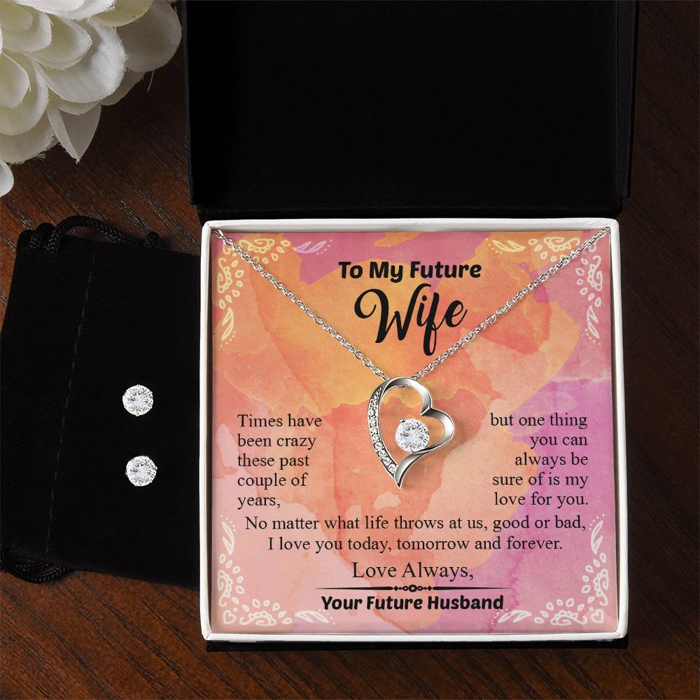 To My Future Wife Forever Love Necklace & Earring Set, Gift For Bride From Groom, Rehearsal Dinner Gift, Sentimental Gift For Bride From Groom, Birthday Gifts For Fiancée