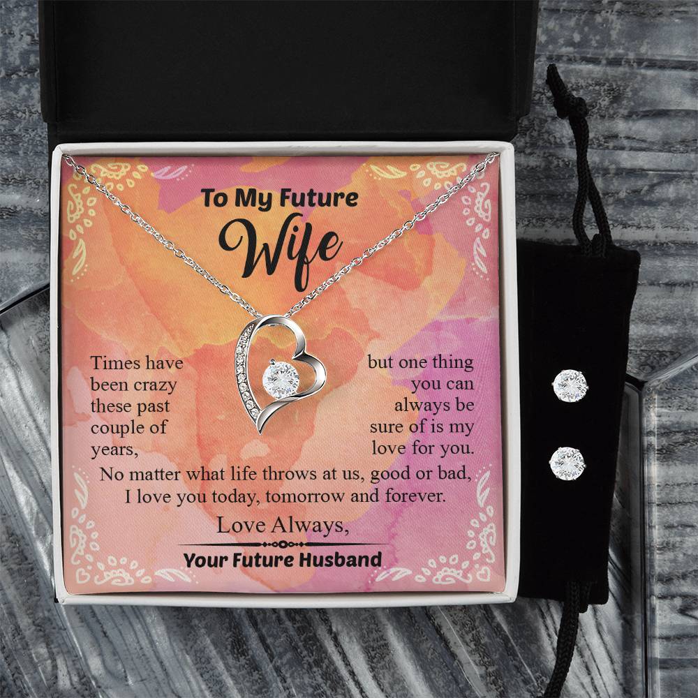 To My Future Wife Forever Love Necklace & Earring Set, Gift For Bride From Groom, Rehearsal Dinner Gift, Sentimental Gift For Bride From Groom, Birthday Gifts For Fiancée