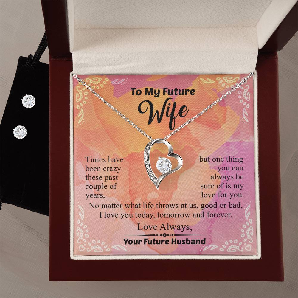 To My Future Wife Forever Love Necklace & Earring Set, Gift For Bride From Groom, Rehearsal Dinner Gift, Sentimental Gift For Bride From Groom, Birthday Gifts For Fiancée