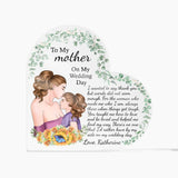 Personalized mother of the bride gift from daughter, wedding gift for mom on the wedding day, mom and daughter print heart acrylic plaque