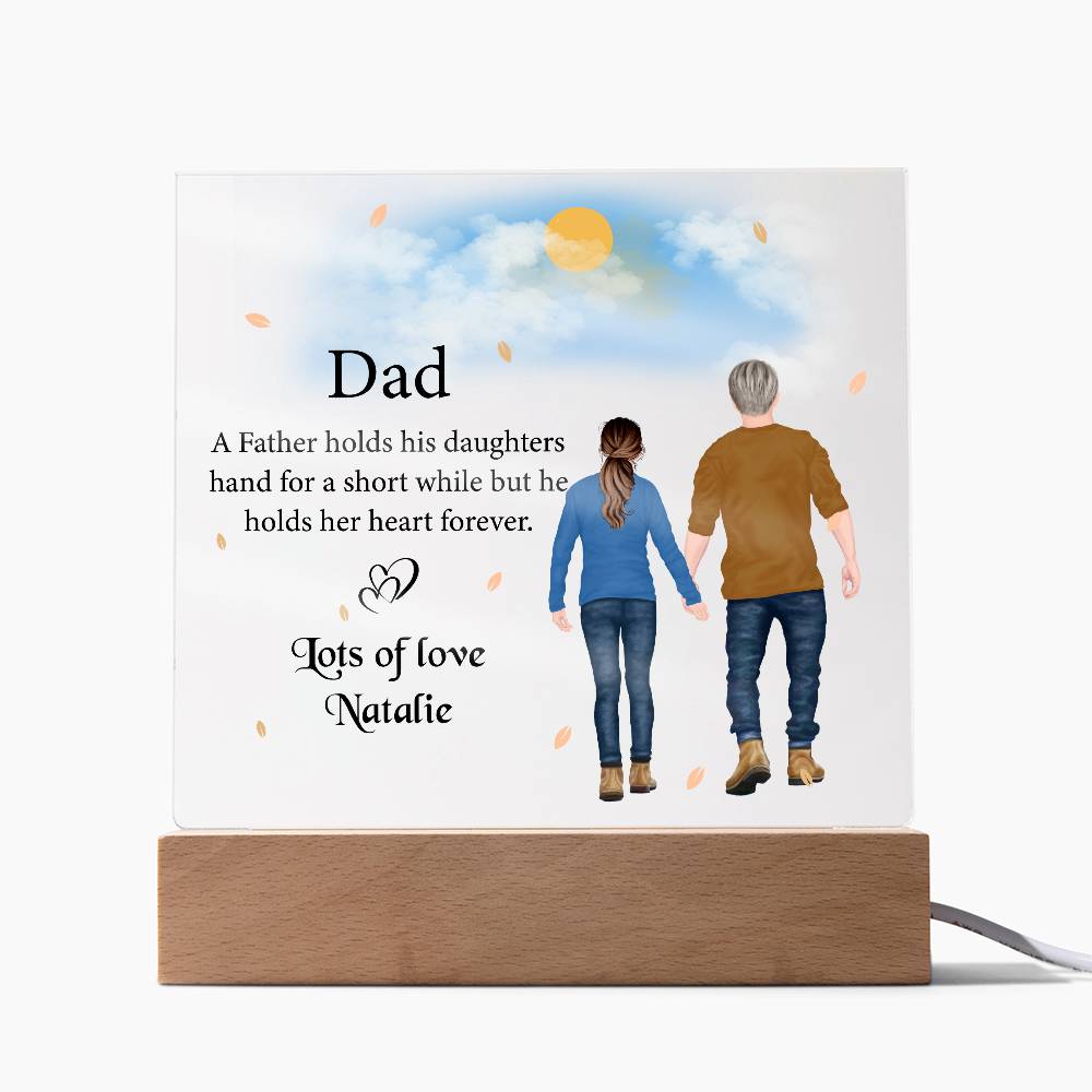 Personalized Dad & Daughter LED Light Acrylic Plaque, Father Daughter Fathers Day Gifts, Best Gift for Dad from Daughter, Dad and Daughter Sign Gifts