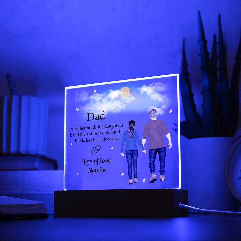 Personalized Dad & Daughter LED Light Acrylic Plaque, Father Daughter Fathers Day Gifts, Best Gift for Dad from Daughter, Dad and Daughter Sign Gifts