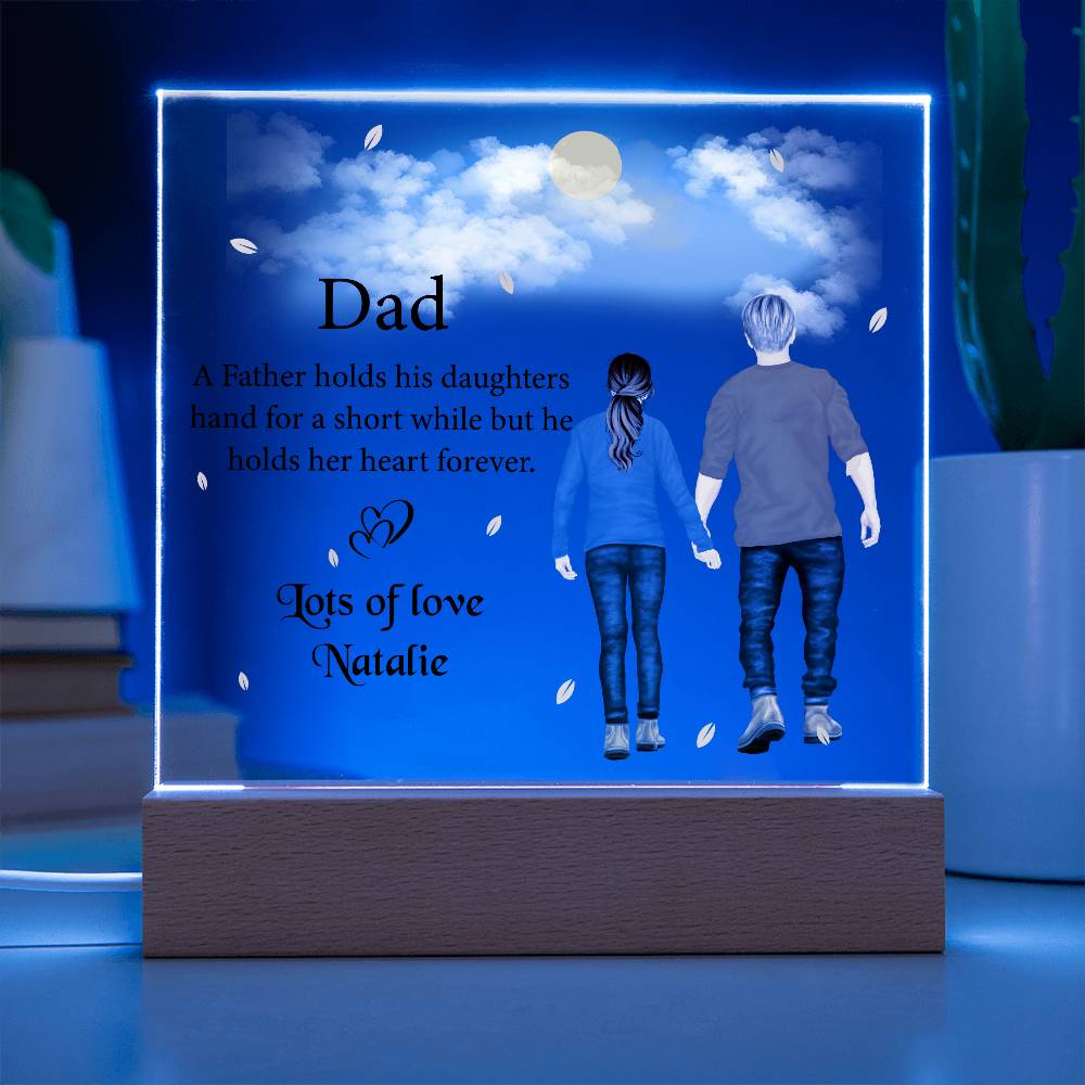 Personalized Dad & Daughter LED Light Acrylic Plaque, Father Daughter Fathers Day Gifts, Best Gift for Dad from Daughter, Dad and Daughter Sign Gifts