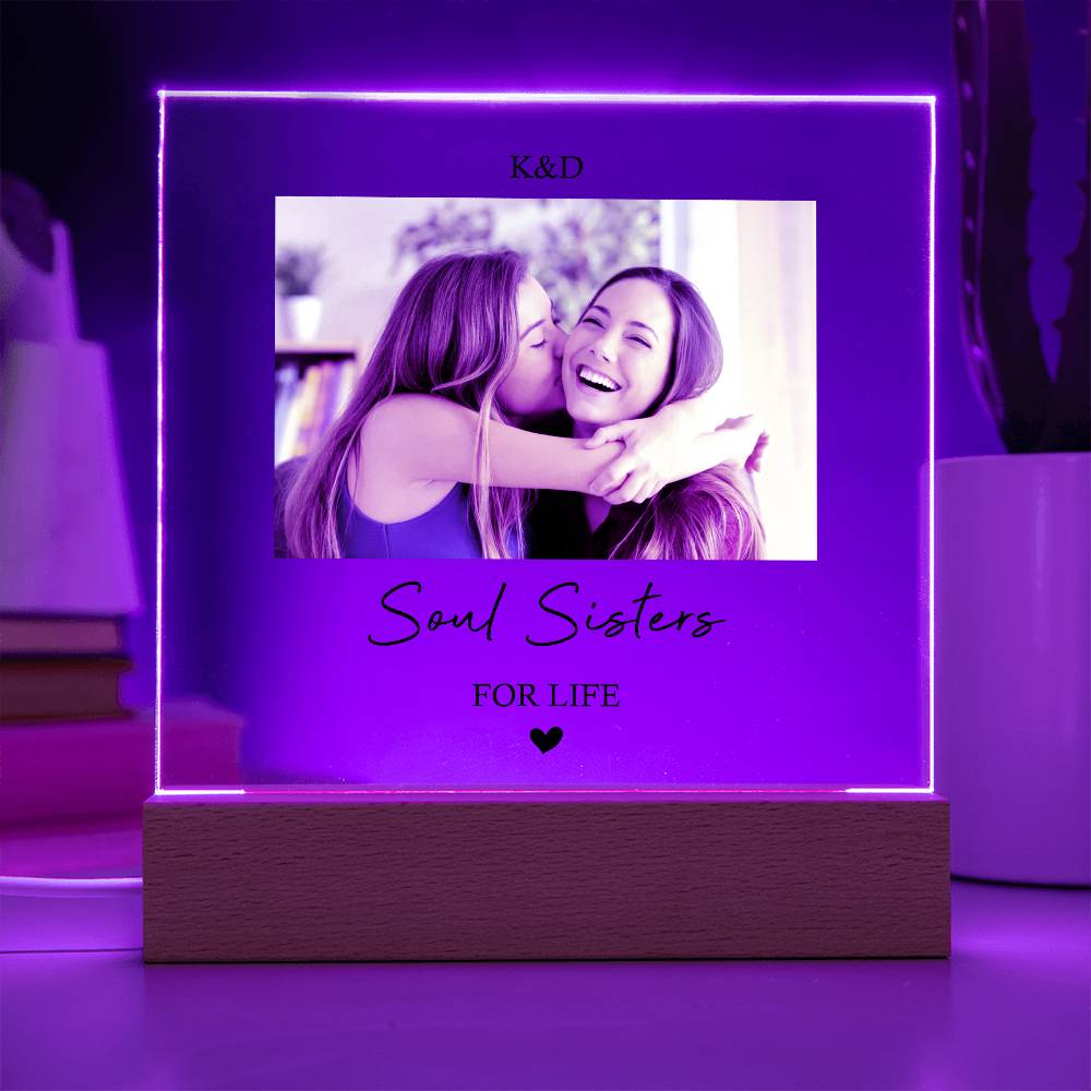 Soul Sisters Photo Gift, Soul Sisters For Life Acrylic Photo Plaque, Photo Memory Best Friend, Photo Gift For Friend, Christmas Gift Bestie