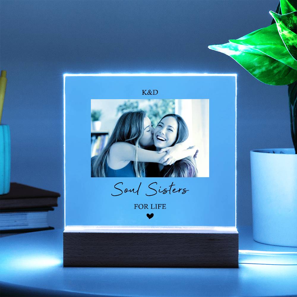 Soul Sisters Photo Gift, Soul Sisters For Life Acrylic Photo Plaque, Photo Memory Best Friend, Photo Gift For Friend, Christmas Gift Bestie