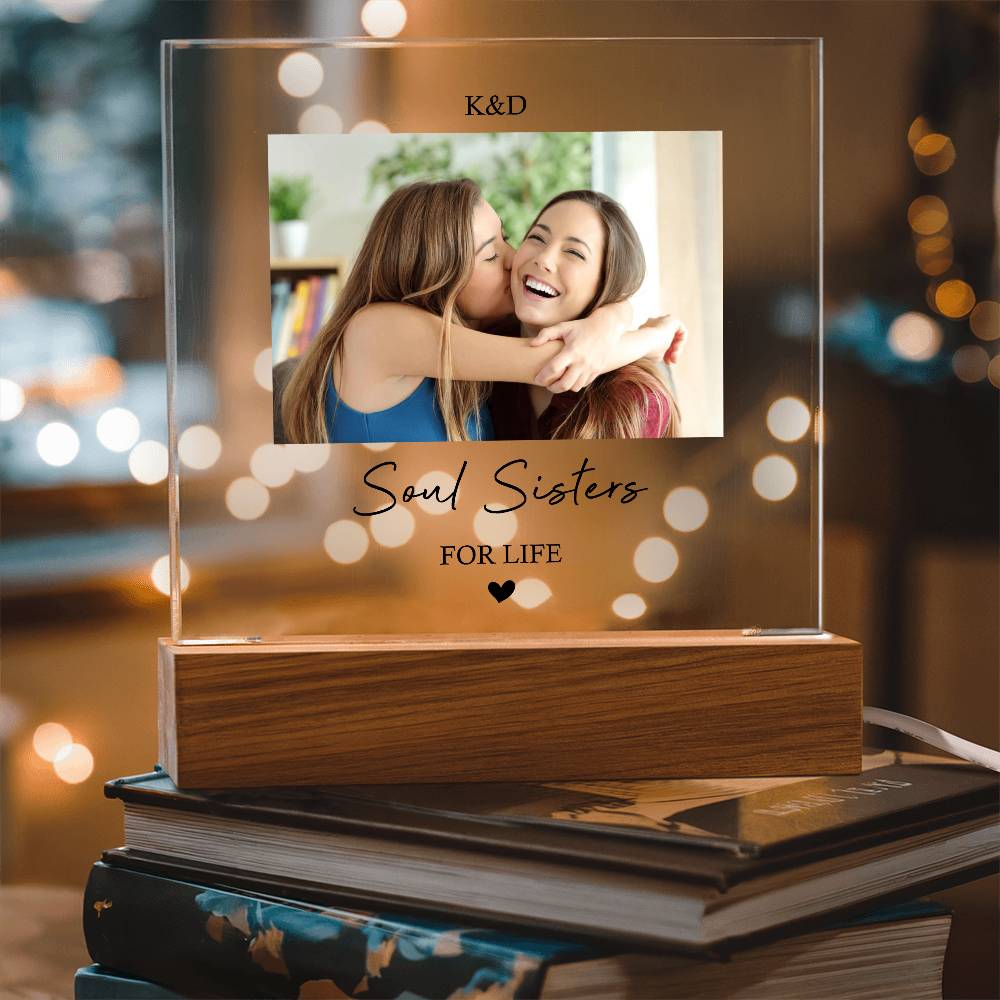 Soul Sisters Photo Gift, Soul Sisters For Life Acrylic Photo Plaque, Photo Memory Best Friend, Photo Gift For Friend, Christmas Gift Bestie