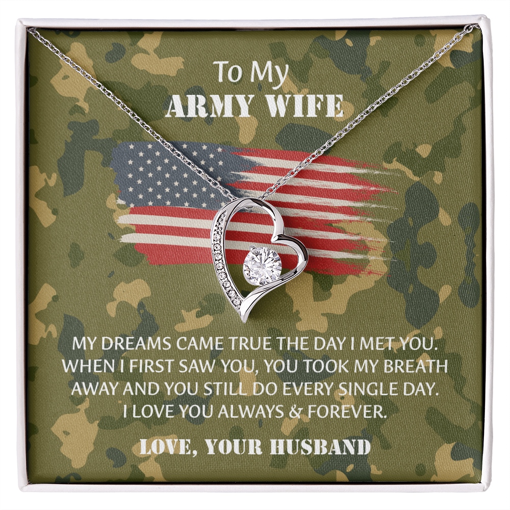 Army Wife Forever Love Necklace, Military Wife Gift, Gift from Husband to Wife, Anniversary Gift for Army Wife