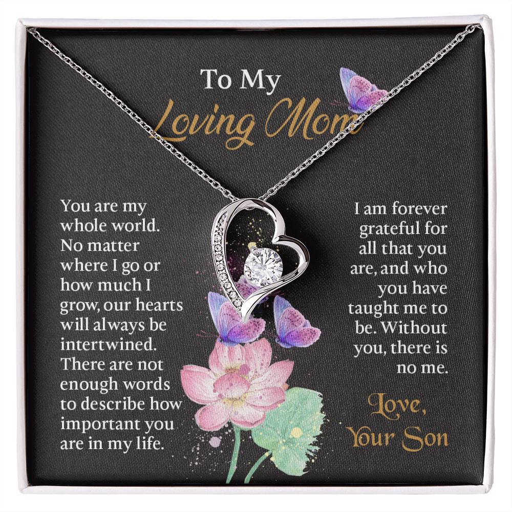 To My Mom Necklace, Mothers Day Necklace To Mom, Mom Birthday Gift from Son, Message Card Jewelry For Mom