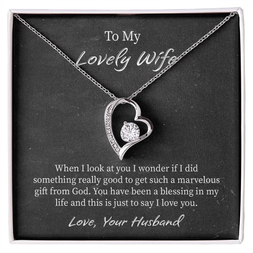 My Lovely Wife Forever Love Necklace, Romantic Anniversary Gift for Wife, Wife Birthday Gift, Necklace for Wife