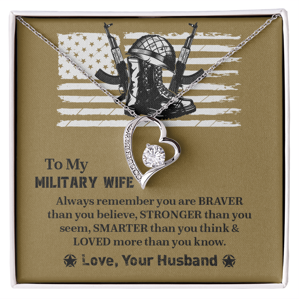 To My Military Wife Forever Love Necklace, Military Wife Gift, Gift from Husband to Wife, Anniversary Gift for Army Wife