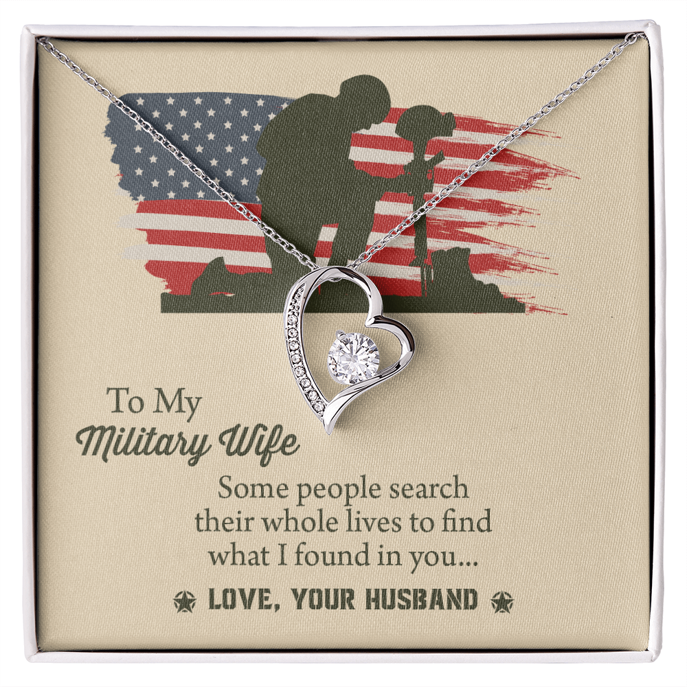 To My Military Wife Forever Love Necklace, Military Wife Gift, Gift from Husband to Wife, Anniversary Gift for Army Wife