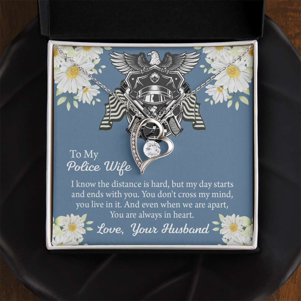 To My Police Wife Forever Love Necklace, Gift for Police Officer Wife, Police Wife Anniversary Present, Husband To Wife Birthday Gifts