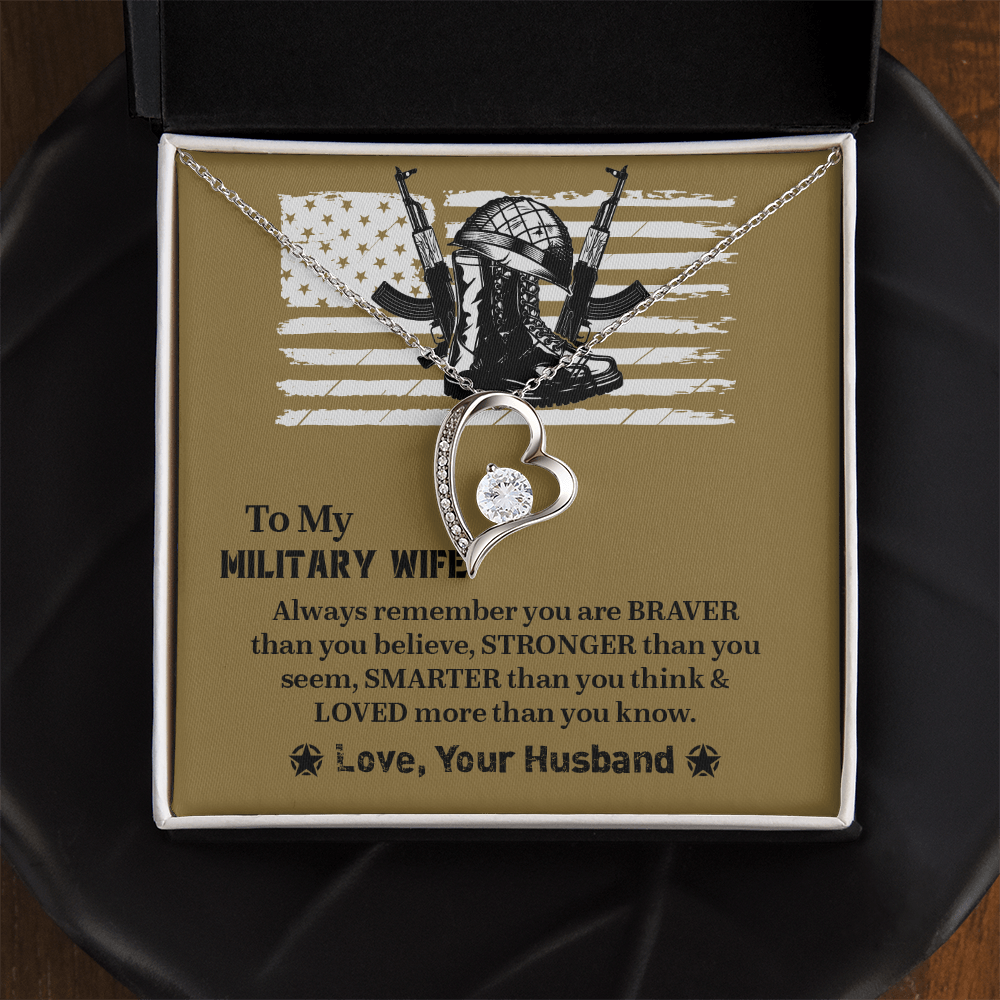 To My Military Wife Forever Love Necklace, Military Wife Gift, Gift from Husband to Wife, Anniversary Gift for Army Wife