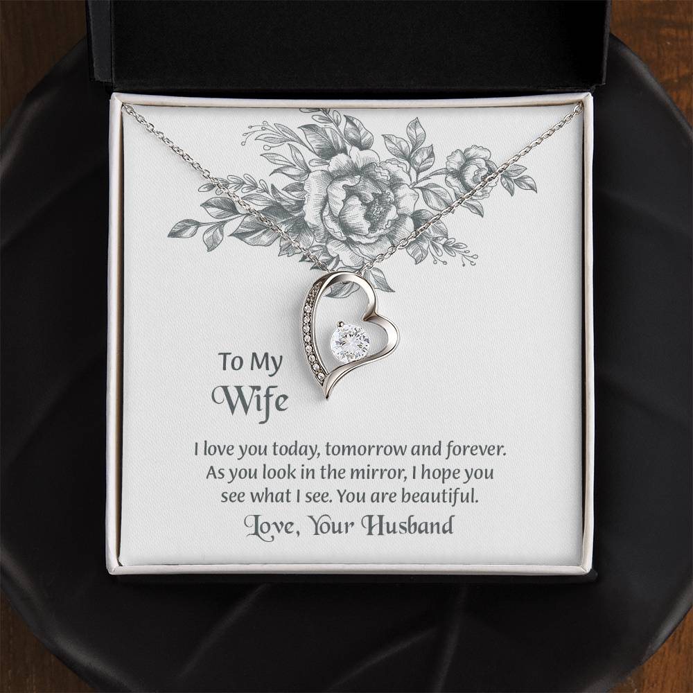 To My Wife Forever Love Necklace, Necklace For Wife, Anniversary Gift For Wife, Wife Birthday Gift